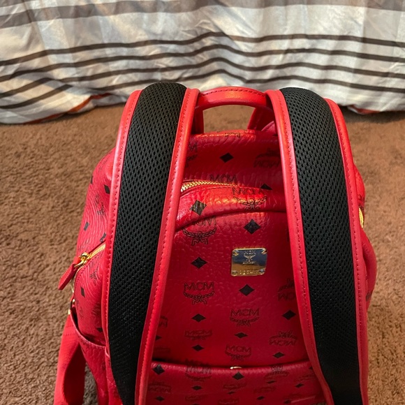 Authentic Red Mcm back pack with black MCM logo main image 12